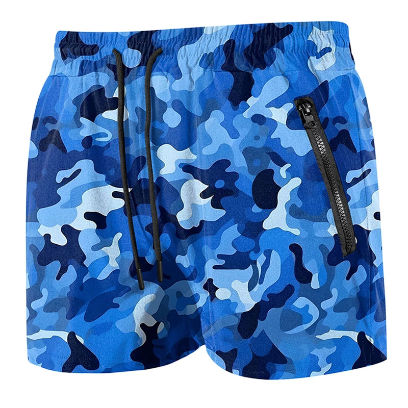 Short de bain camouflage bleu et vert
